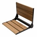 Kd Vestidor 17 in. Wide Foldable Teak Shower Seat with Backrest, Black Matte KD3319391